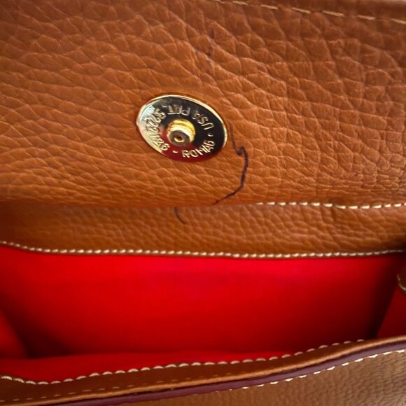 Dooney & Bourke Brown & Tan Pebble Grain Leather Aubrey Dome Satchel Hand Bag - Picture 14 of 16